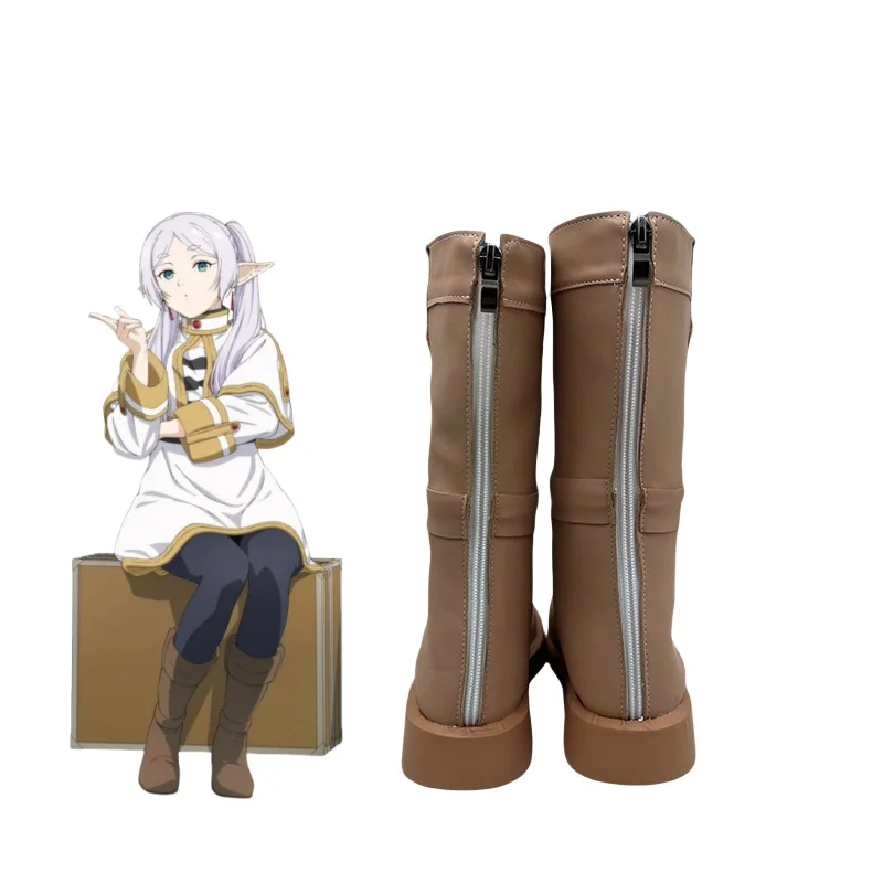 Frieren Sapatos Cosplay Anime Sapato Mulheres Botas De Couro PU