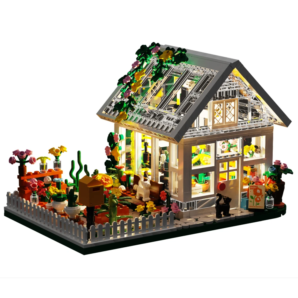 Newest Flower House Mini Building Block Set City Street View Greenhouse Building Blocks Model Kits Birthday Gifts for Children