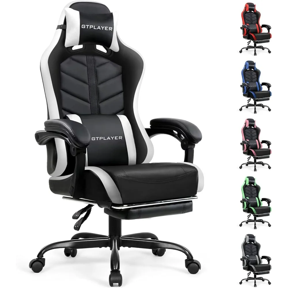 Gaming Chair with Footrest, Computer Chair for Kids and Adults Office Chair, High Back Ergonomic PC Chair with Lumbar Support