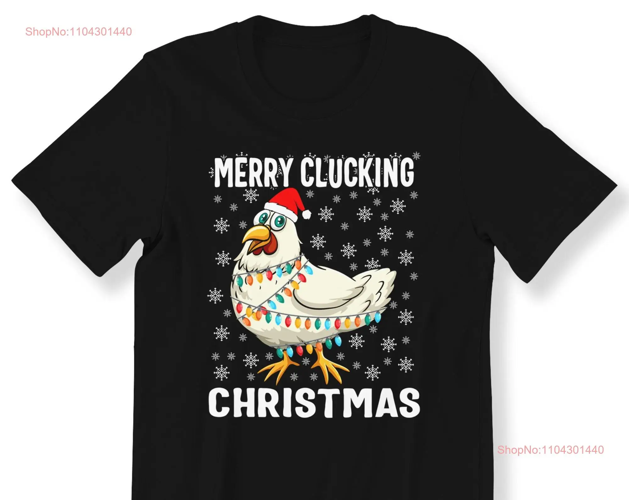 Christmas Chicken For Men And Women T shirt Merry Clucking Santa Hat Top S 5XL long or short sleeves