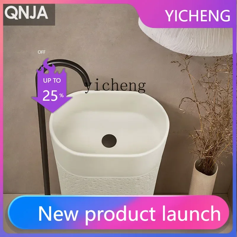 

LYY Pedestal Basin Oval Floor-Standing Washbasin Artistic Washstand