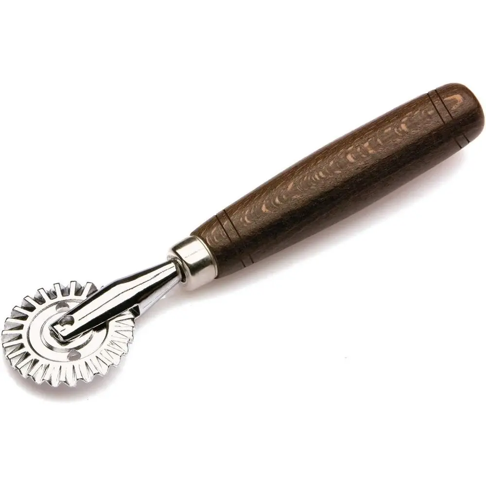 4cm Stainless Steel Pastry Wheel with Wooden Handle for Dough Stamping, Crimping, and Crafting Pasta & Pies