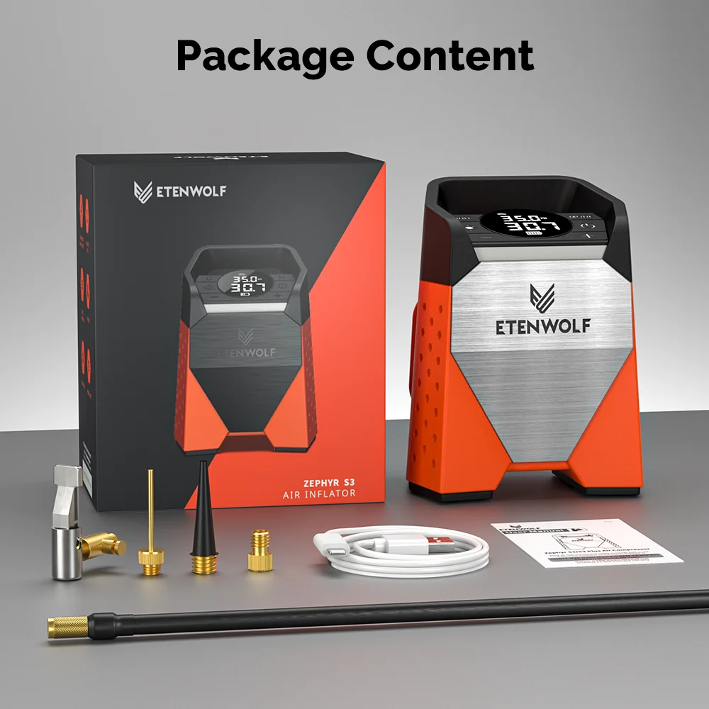 Neuer ETENWOLF S3 Tragbarer Reifenfüller 100% Betriebszyklus 7800mAh Luftkompressor 160 PSI für Autos Fahrräder Bälle Luftpumpe – Detail 4