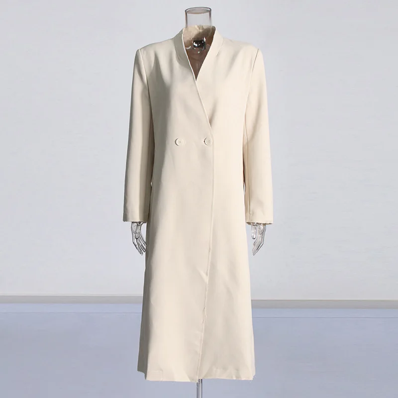 Fashion Design Suit 2024 New Fashion V-neck Long Sleeve Slim Fit Long Trench Coat