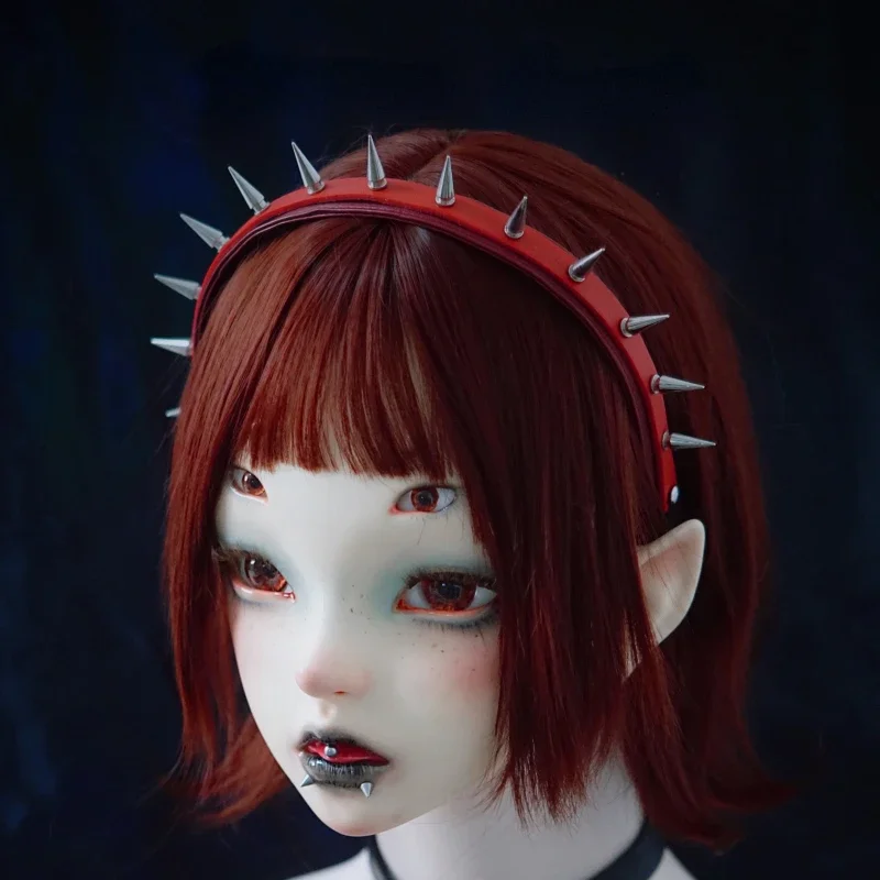 Original hecho a mano gótico Lolita remache aro de pelo Punk oscuro Cosplay sombreros de Halloween Cruz corazones colgante sombreros accesorios para niñas