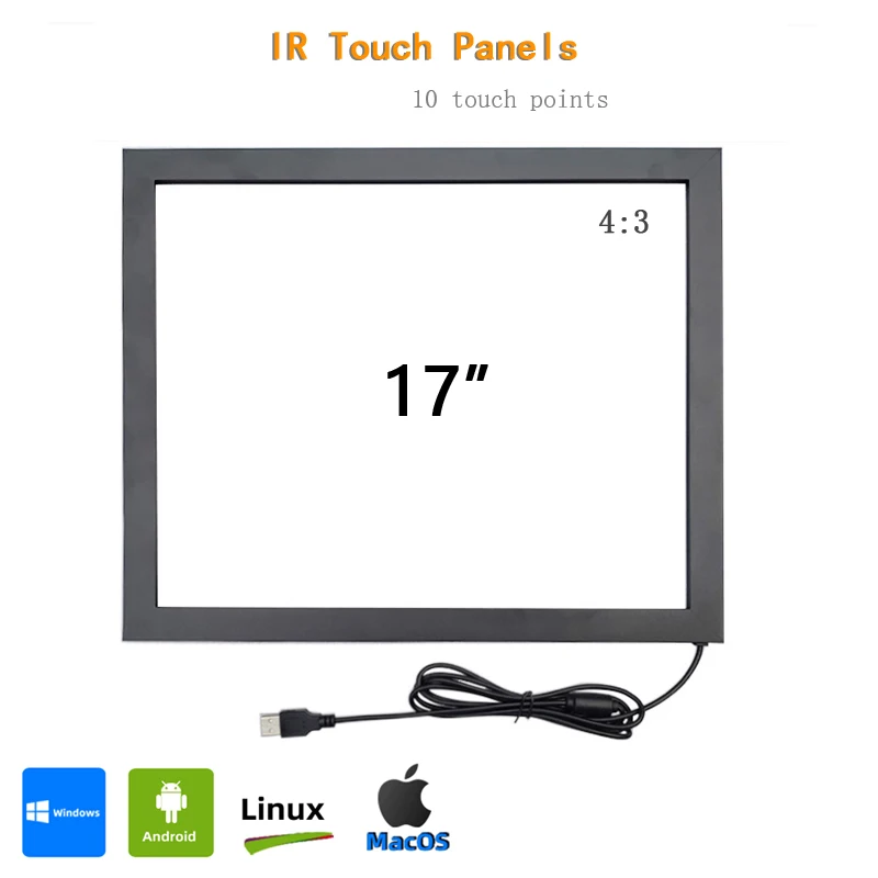 

17 Inch Multi Interactive Infrared Touch Frame, IR Touch Screen Overlay Kits, IR Touch Screen Panels with Glass