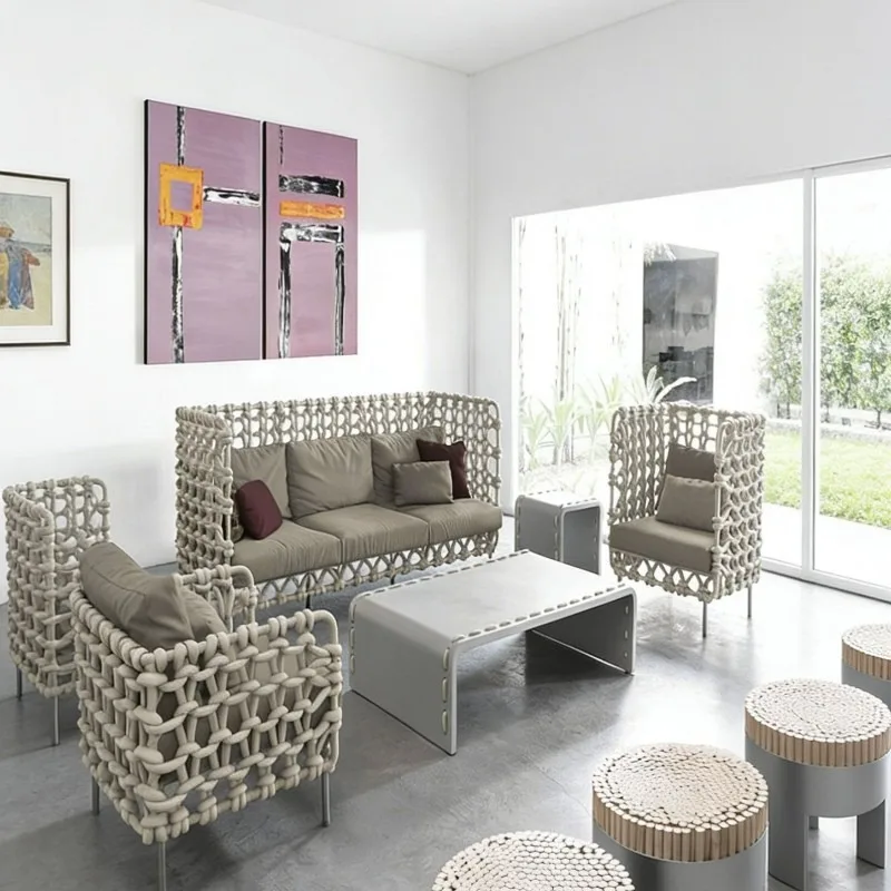Outdoor sofa rattan chair, balcony three-piece combination, outdoor garden furniture