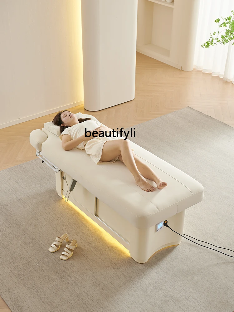 Electric Beauty Bed Beauty Salon Eyelash  Tattoo Embroidery Electric Lifting Massage Couch Advanced LaTeX Ambience Light