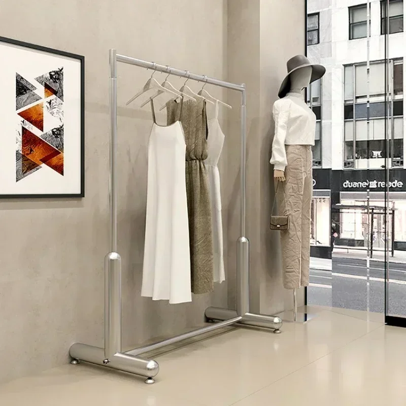 New Bold clothing store display rack Women's clothing display rack Stainless steel floor hanger Nakajima display rack