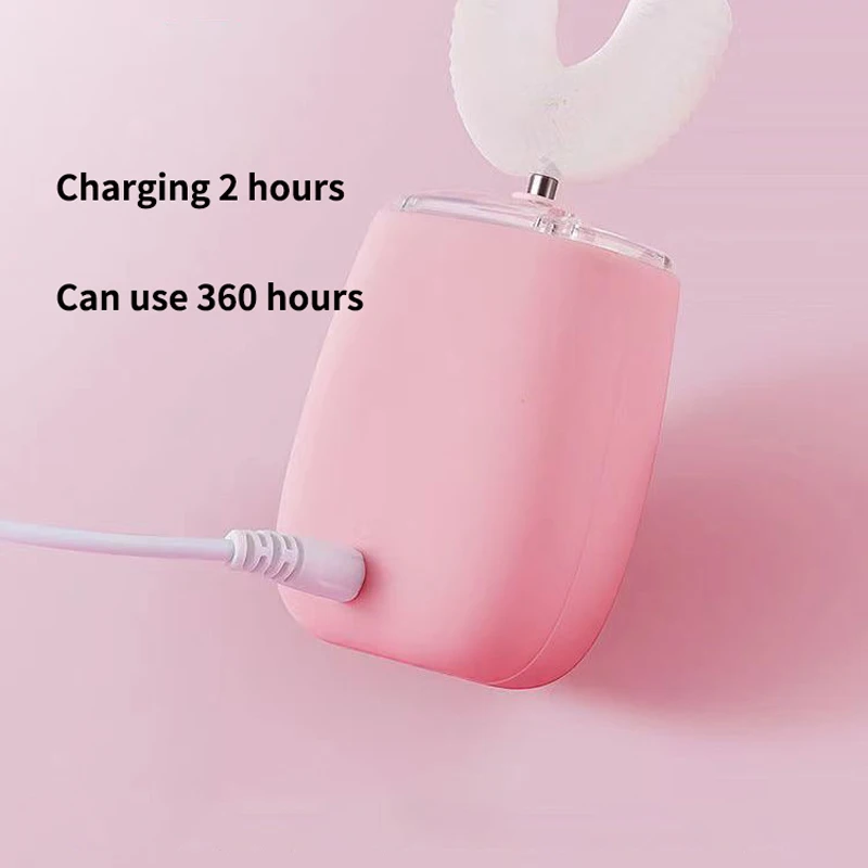 360 ° فرشاة أسنان كهربائية أوتوماتيكية على شكل حرف U قابلة لإعادة الشحن للبالغين والأطفال، فرشاة أسنان سونيك من السيليكون لتبييض الأسنان بالضوء الأزرق #5