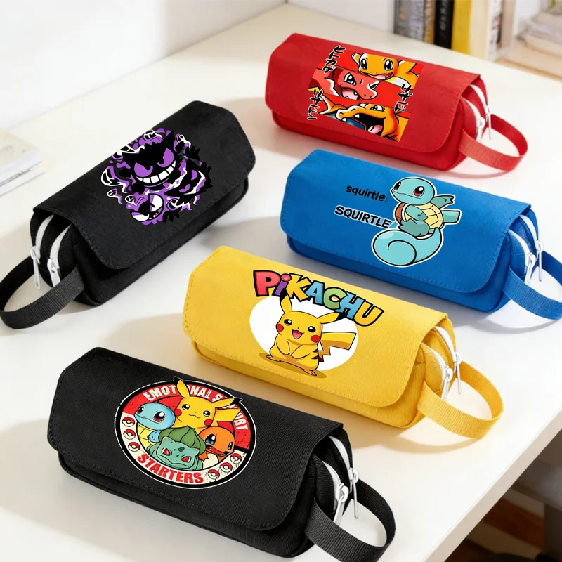 Двухслойный-пенал-для-ручек-с-принтом-«Покемоны»-удобный-портативный-мультяшный-органайзер-для-карандашей-и-канцелярских-принадлежностей