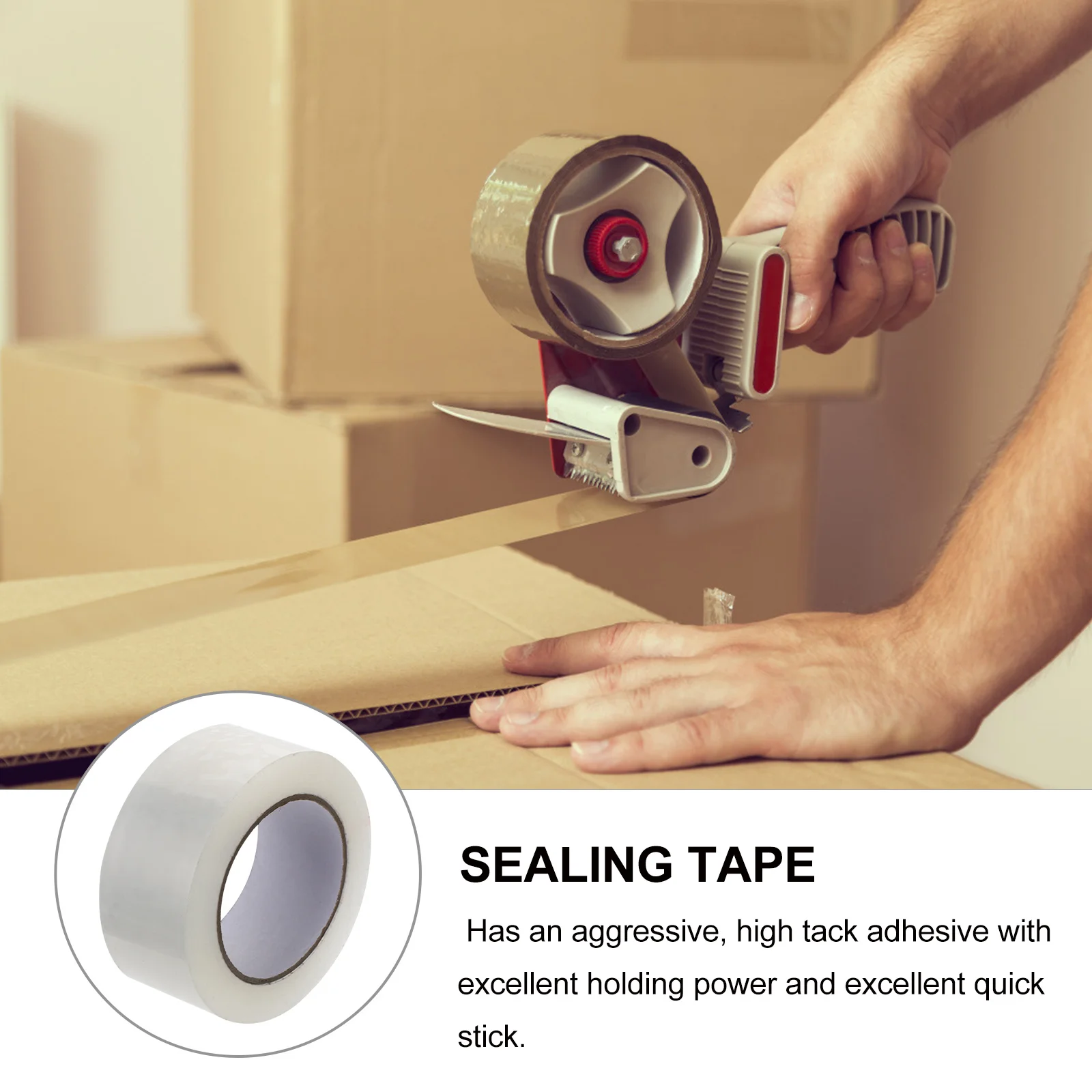 

1 Roll Transparent Sealing Tape High Viscosity Quiet Dispenserless Packing Tape for Home Office Stationery and Craft Use