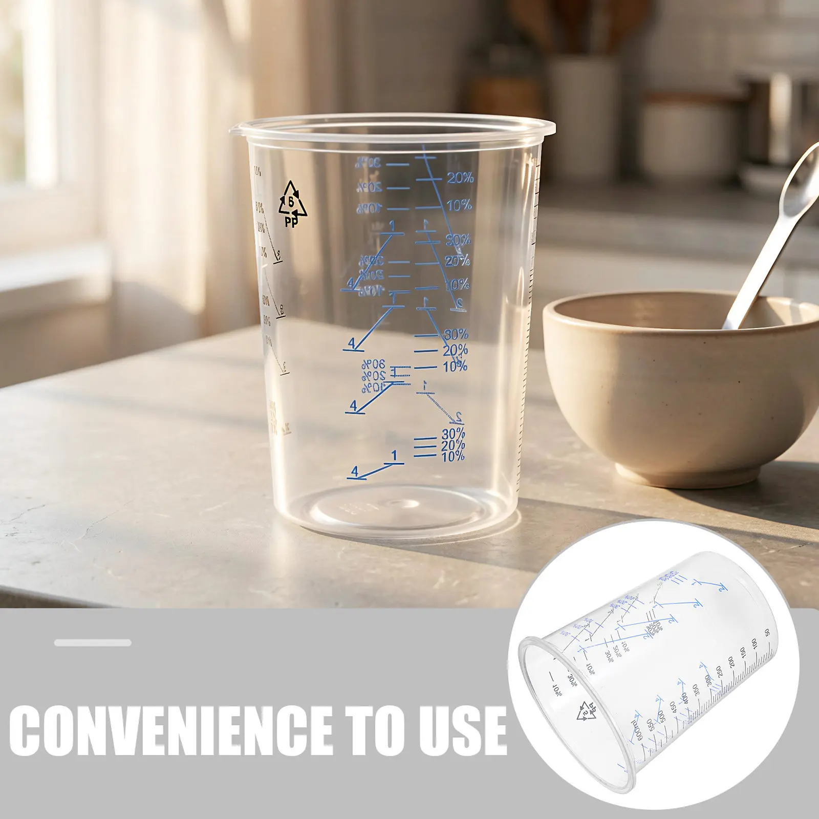 30Pcs Transparent Plastic Measuring Cups 600Ml Large Graduated Scale Liquid Measuring Kitchen Mixing