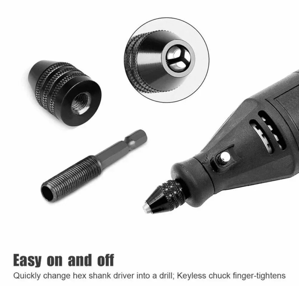 0.3-8mm Mini Keyless Drill Chuck Self-Tighten Electric Drill Bits Collet Fixture Tools Hex Shank Quick Change Converter