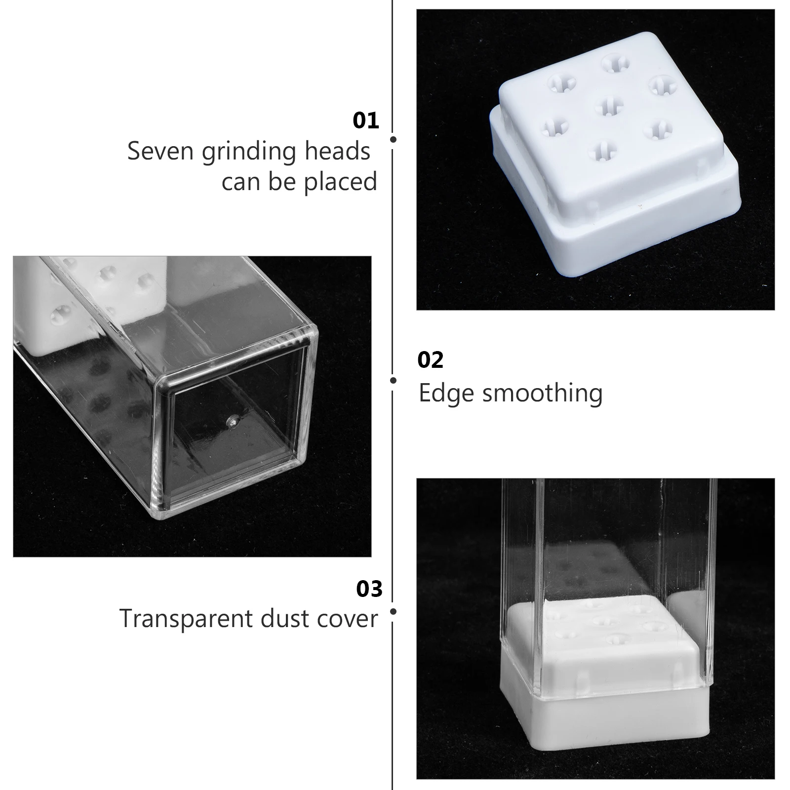 

3Pcs Nail Head ganizer Durable Plastic Storage Box For Nail Polish Head Box Drill Bits Manicure Tools Salon Supplies