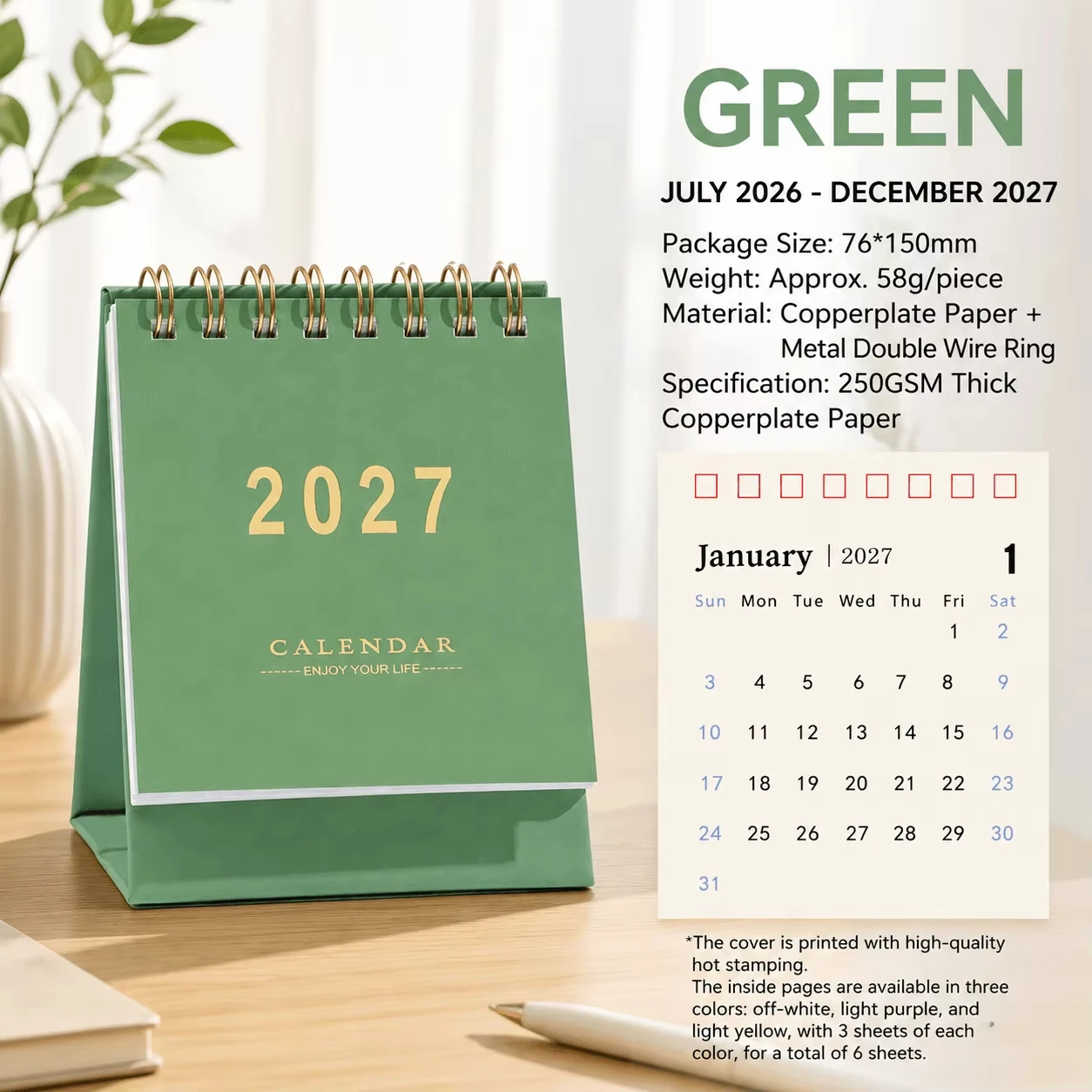 Desktop Planner Spiral Office Calendar English Desk Calendar Writing 18 Months Calendar For Office Desk Workstation Desk