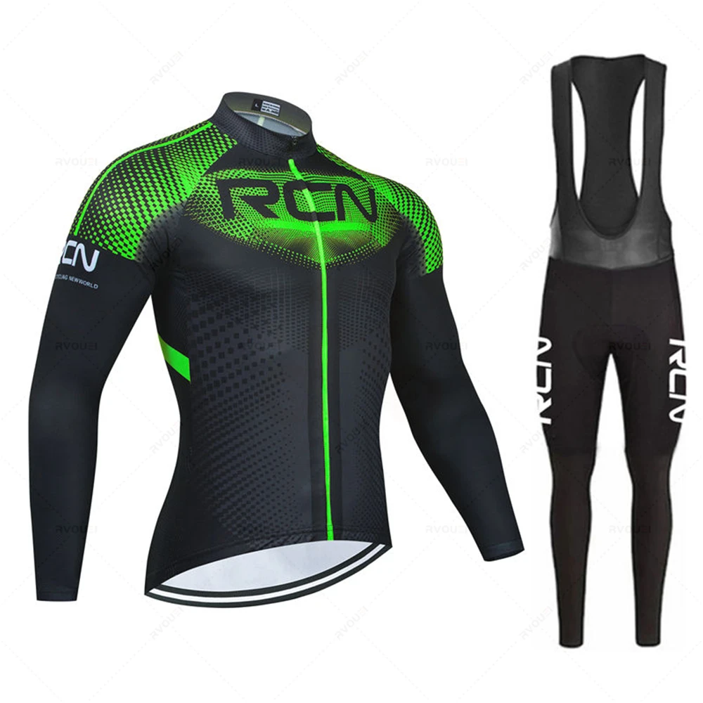 Rvouei Mens Autumn Long Sleeve New Racing MTB Spring Long Cycling Jersey Set Bike Cycling Bicycle Clothing Uniform Ropa Ciclismo