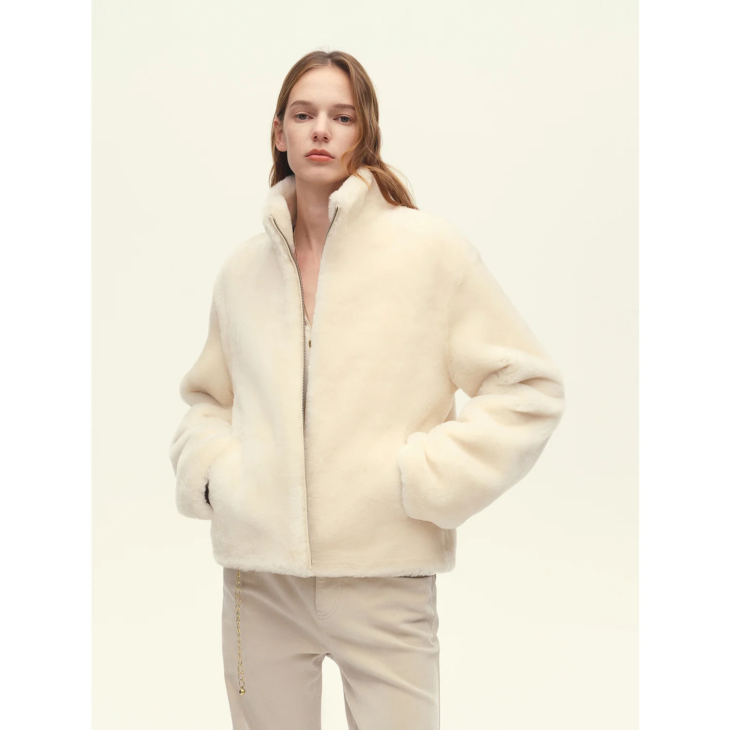 Imitation fur Imitation mink short stand-up collar fur coat for women