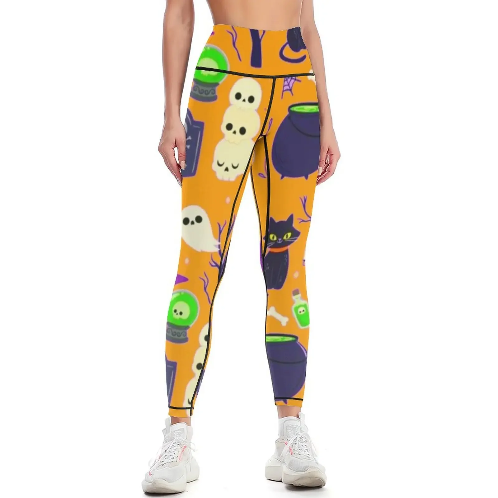 

Halloween Witches Skull Pumpkin Pattern Leggings Women's gym Women's sports pants Sports female Legging sport Womens Leggings