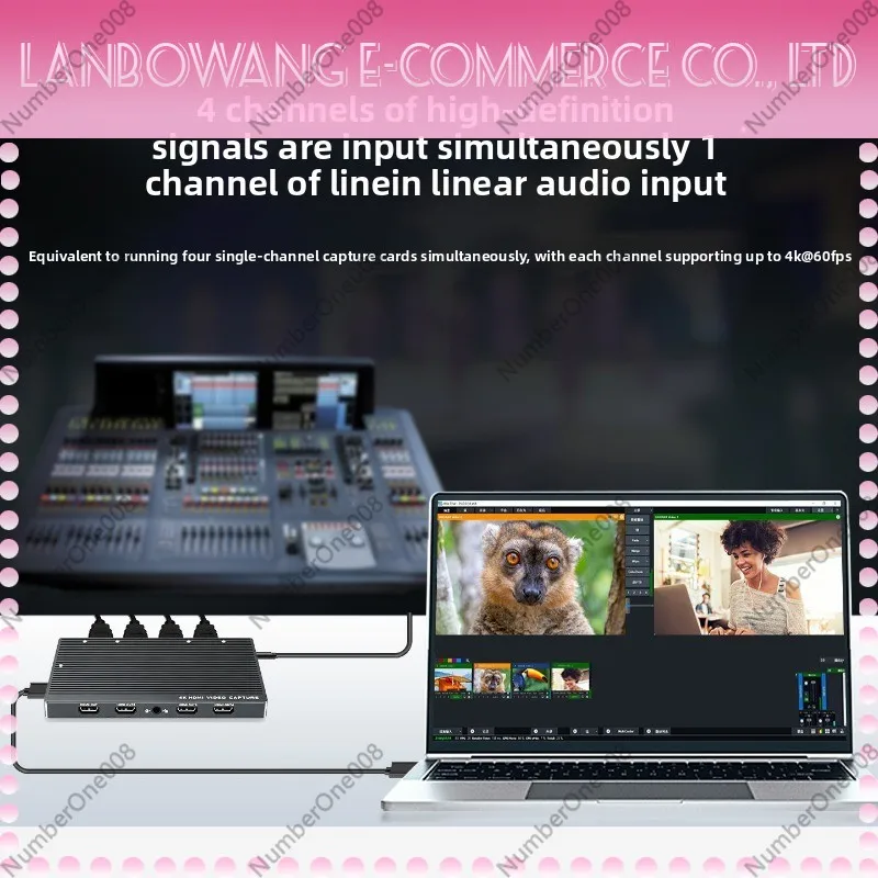 4 Channel USB 4K 60Hz HDMI Video Capture Card Multi Camera Live Streaming Capture Card for DSLR Camera