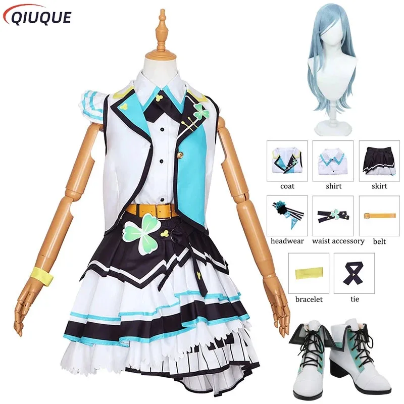 

PJSK MORE MORE JUMP Hinomori Shizuku Cosplay Costume Wig Shoes Women Halloween Carnival Party Dress Uniform Outfit Suit