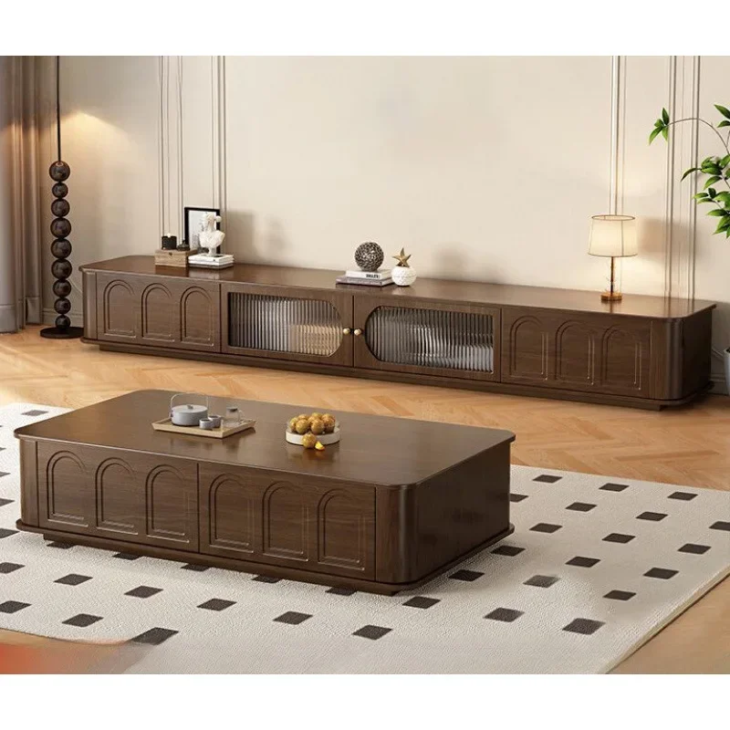 TV cabinet Chinese antique household new Chinese solid wood TV cabinet floor-to-ceiling coffee table combination set for rental