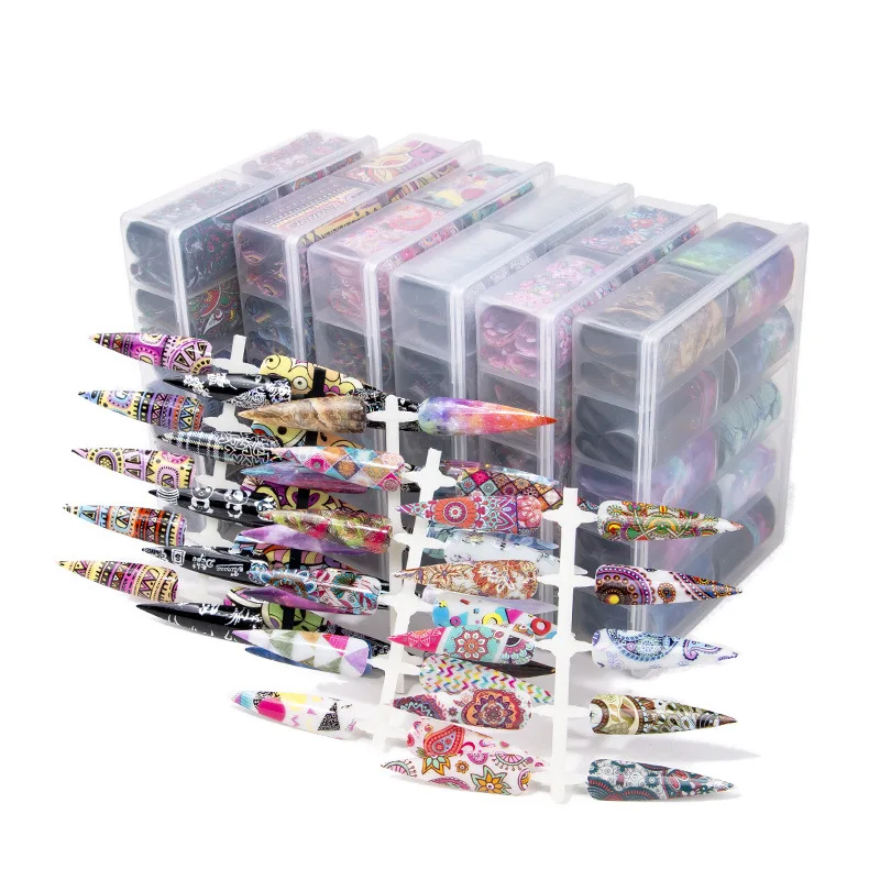 10 Rolls Flower Angel Nail Foils Transfer Paper Stickers Bohemia Sliders Adhesive Wraps DIY Marble Decal Nail Art Decorations