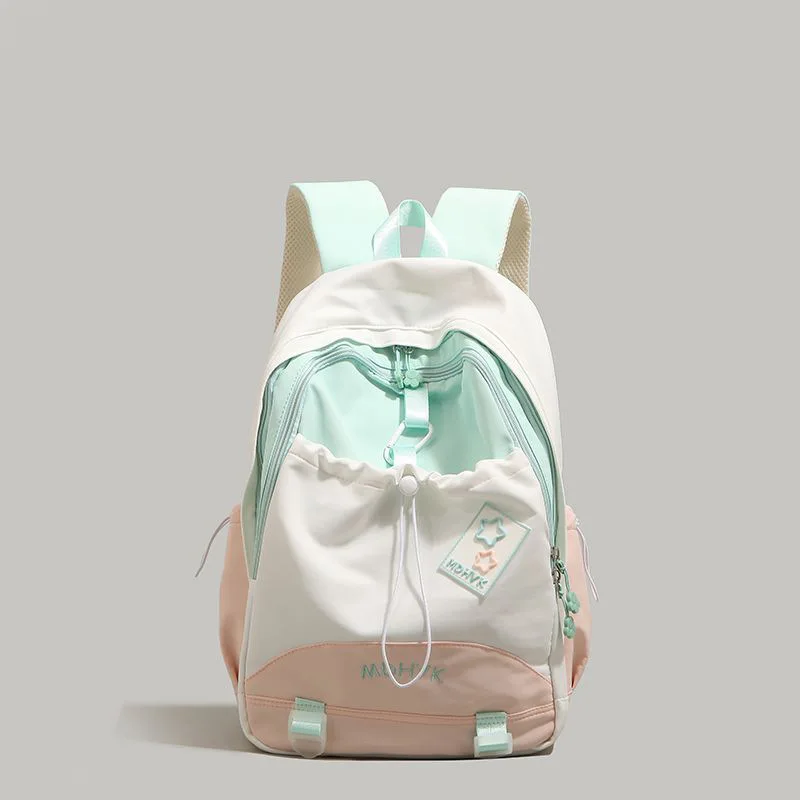 Ins teenage youth backpacks school woman large capacity college shool bags designer tricolor drawstring travel backpack