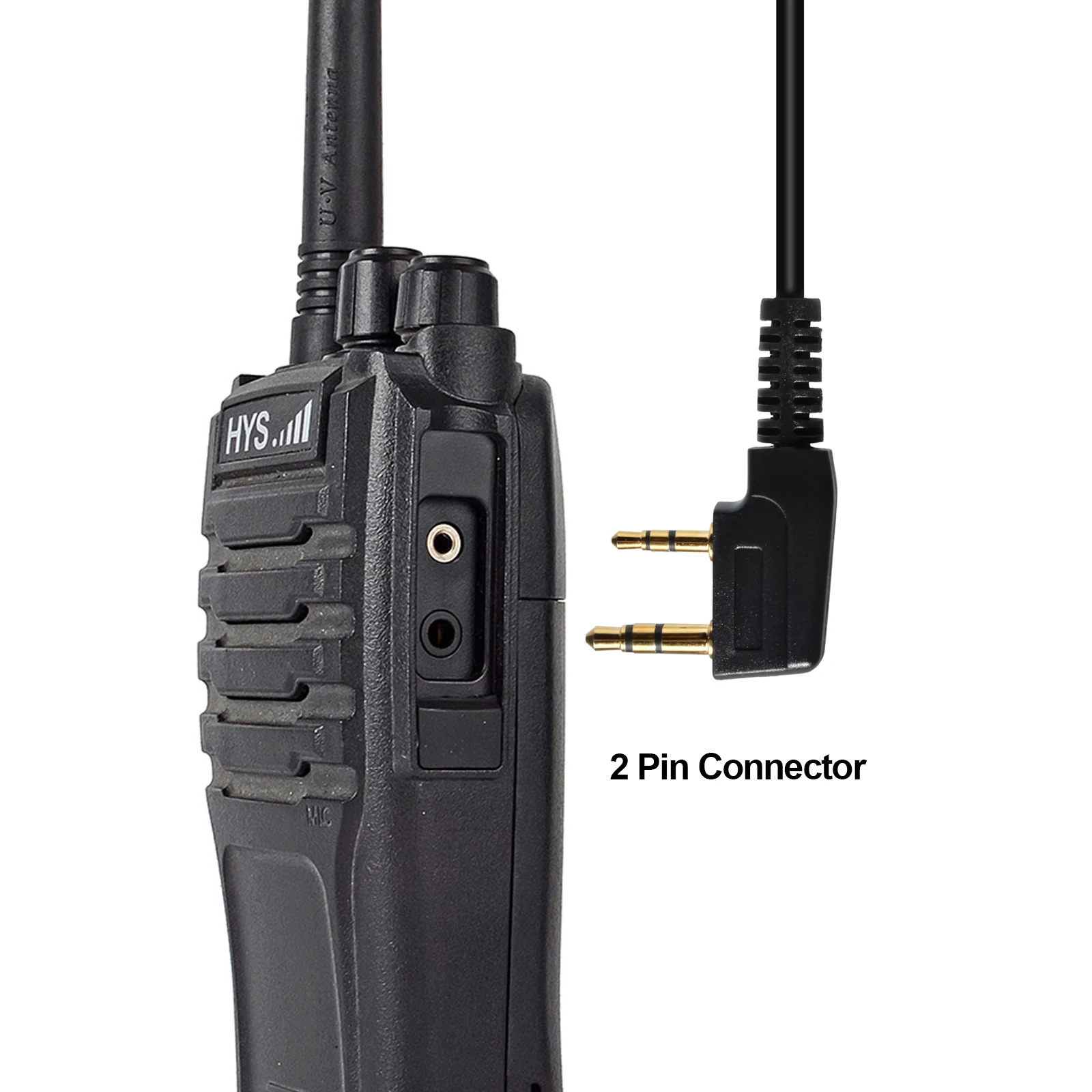 D-Shape Walkie Talkie Earpiece,2-pin Two Way Radio Headset with PTT Mic for Kenwood Retevis Quansheng Baofeng UV-K58 UV-5R UV-82