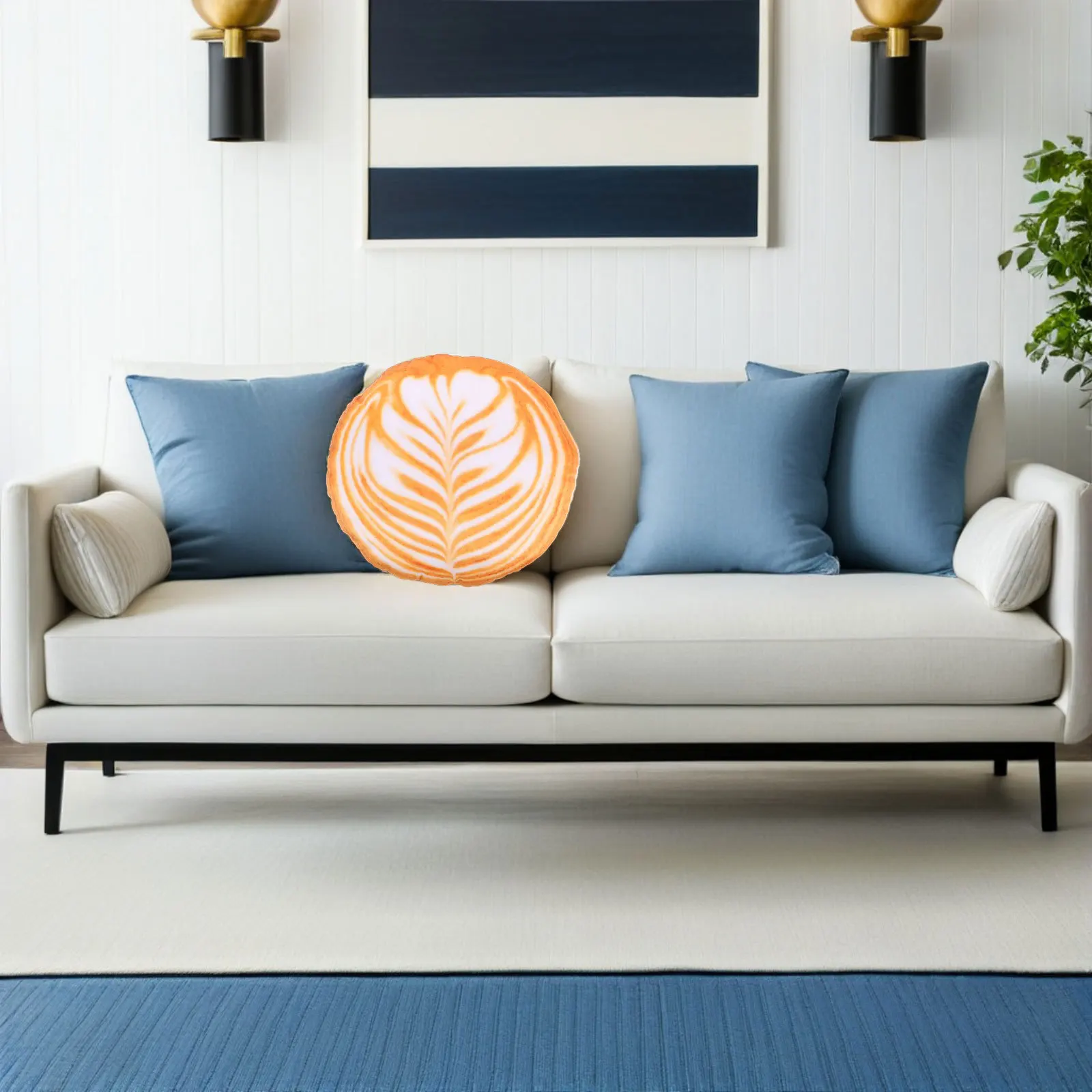 

Coffee Latte Art Cartoon Throw Pillow Decorative Cushion for Sofa Couch Bed Office Comfortable Rest Pillow Cute Cartoon Cushion