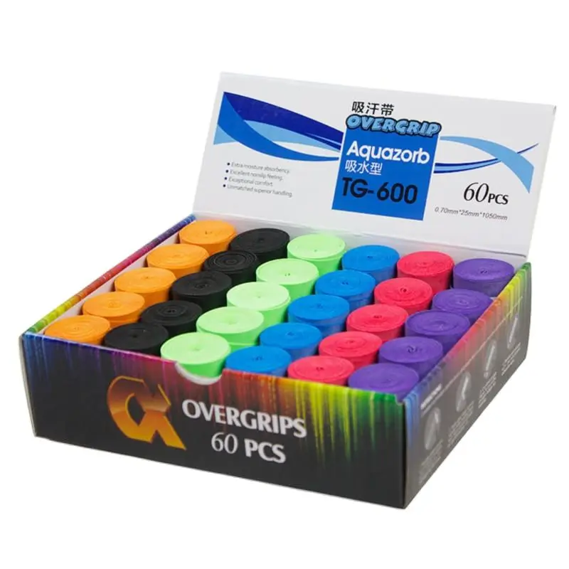 

TG600 Original Tennis Overgrip, Badminton Grips, Anti Slip Sweat Absorption Racket Tape, Tennis Accessories, PU Dry Feel, 60Pcs