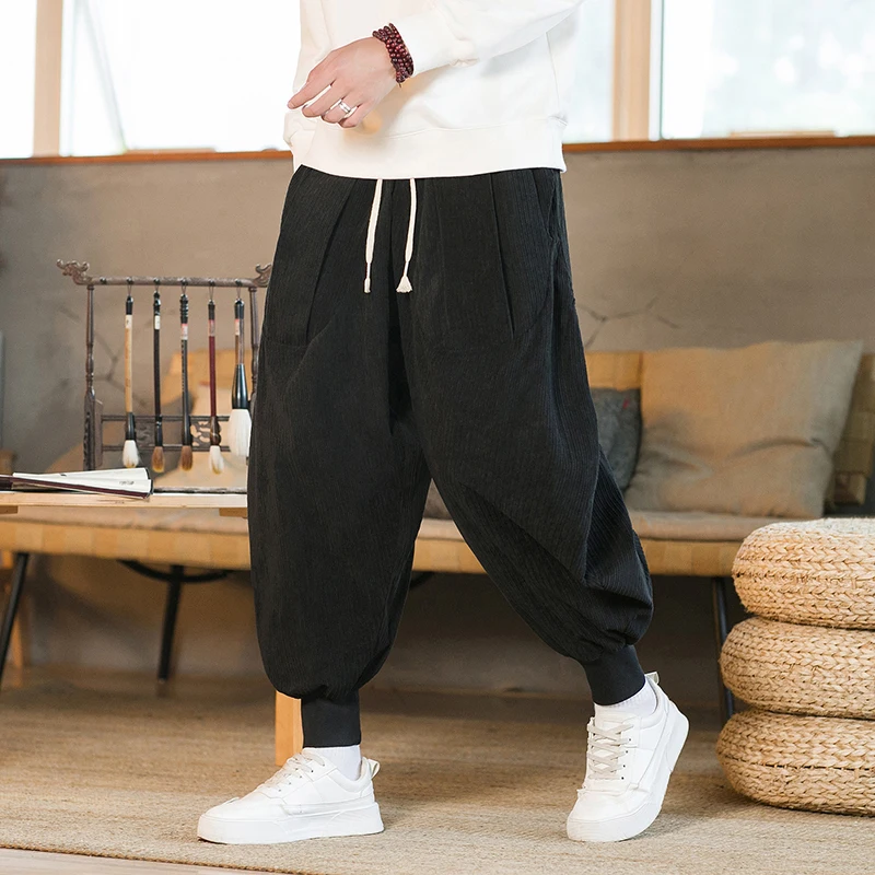 2023 Männer Winter einfarbige Cordhose Mode dicke übergroße Harem Jogging hose Frauen warme lässige lose Schritt Hip-Hop-Hose