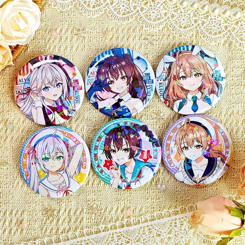 58 мм новый аниме лазерный значок Алиса Михайловая Kujou Мария Михайловина Kujou Аяно Кимишима Чисаки Сарашина украшение одежды