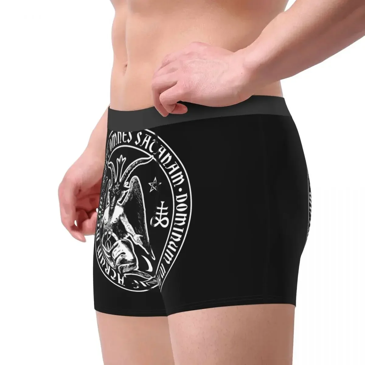 Men's Boxer Shorts Panties Baphomet Crosses With Hail Satan Underwear Lucifer Devil Witchcraft Underpants