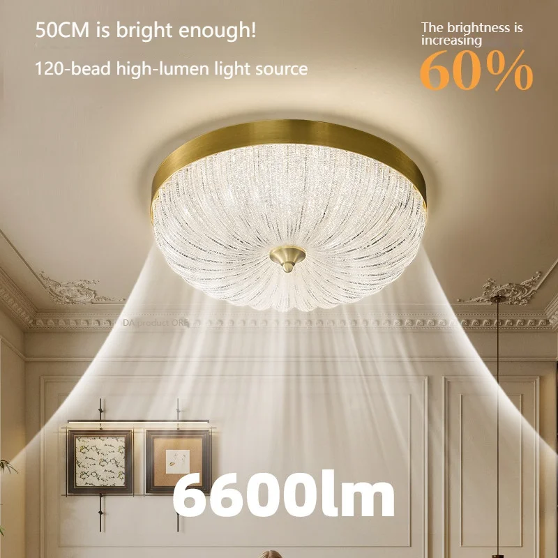American-Style All-Copper Acrylic Ceiling Light Bedroom Lamp Modern Minimalist Master Bedroom High-End Luxury Lighting