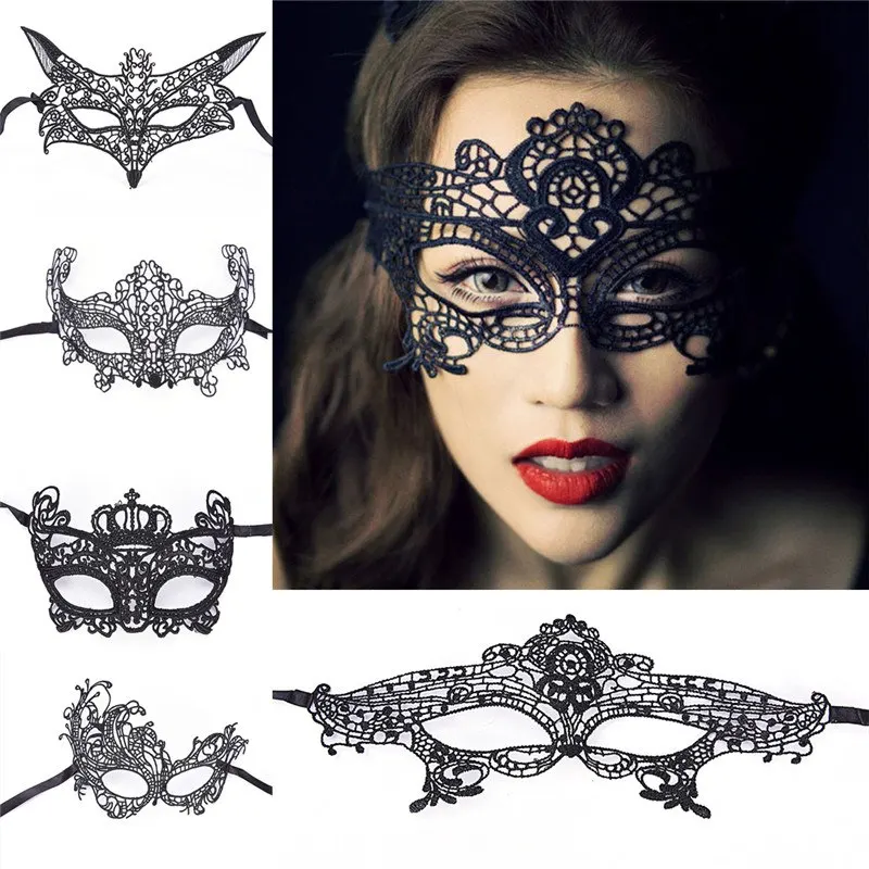 Black Sexy Mask Blinder Blindfold Erotic Fetish Bdsm Slave Restraint Adult Game Sex Toy Product For Women Lady Lace Mask Cutout