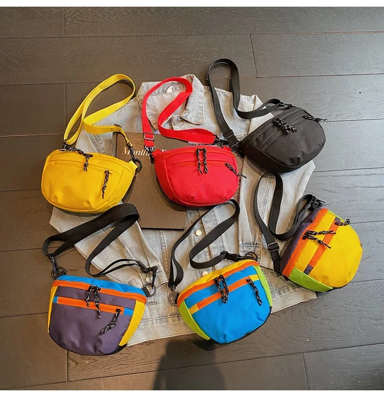 

Bump color stitching saddle bag female dopamine canvas shoulder crossbody bag student travel everything breast bag