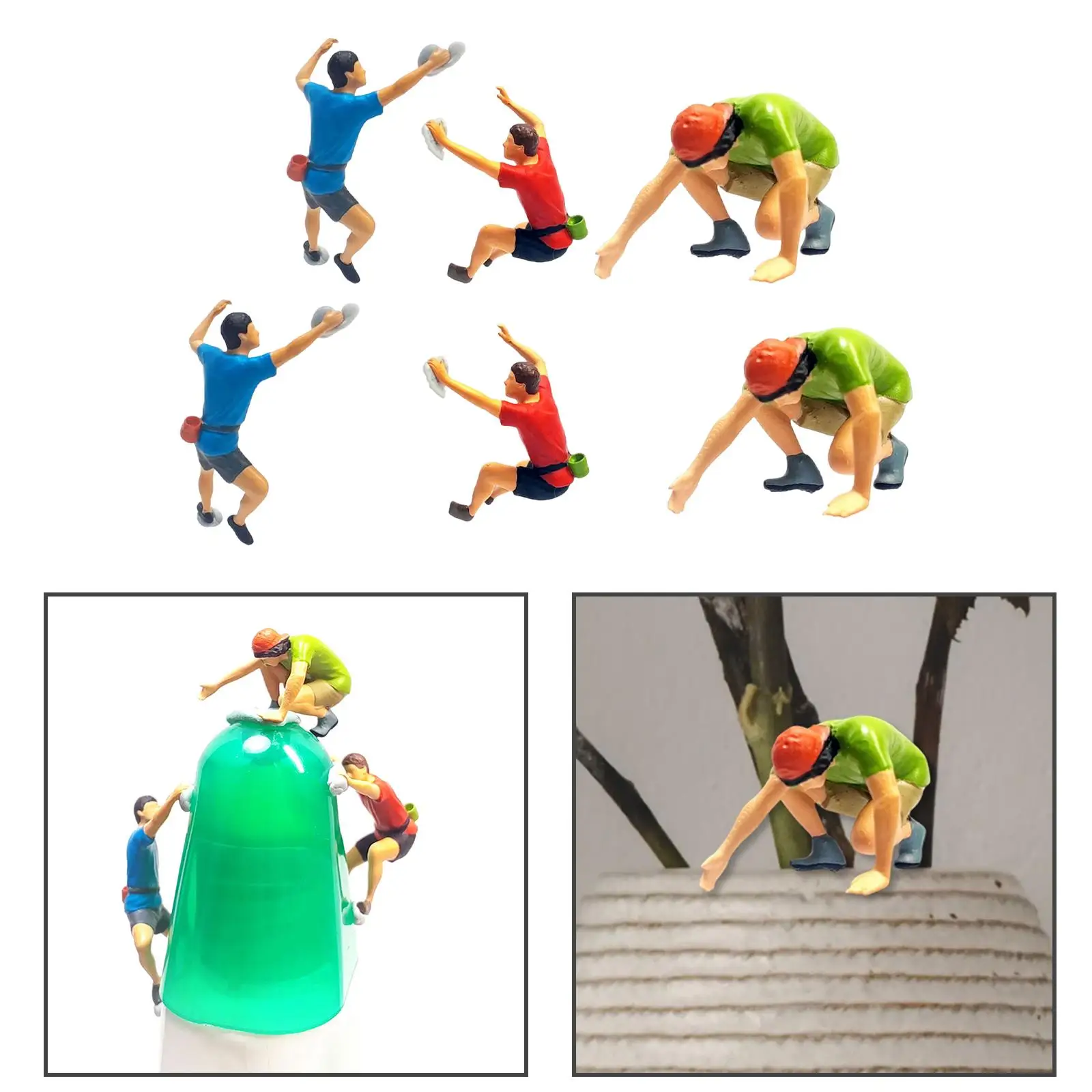 Resin 1/64 Rock Climbing Figures Desktop Ornament S Gauge Miniature Scenes