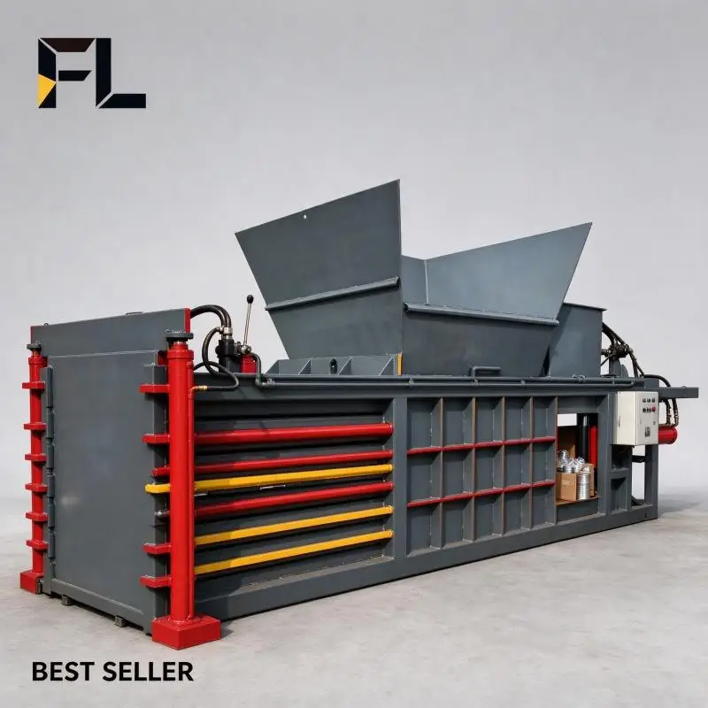 Hydraulic Baler Semi Auto Vertical Baling Press Safe Protection Design for Scrap Metal Aluminum Can Compacting