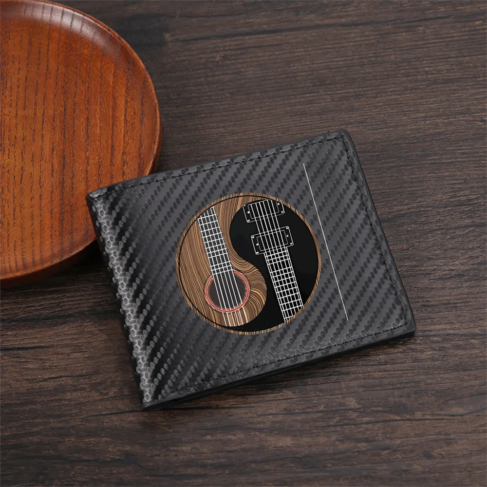 Yin Yang Music Instruments Design Men's Wallets Simple Business Modern Stylish Printing Design Gifts For Father Boyfriend Christ