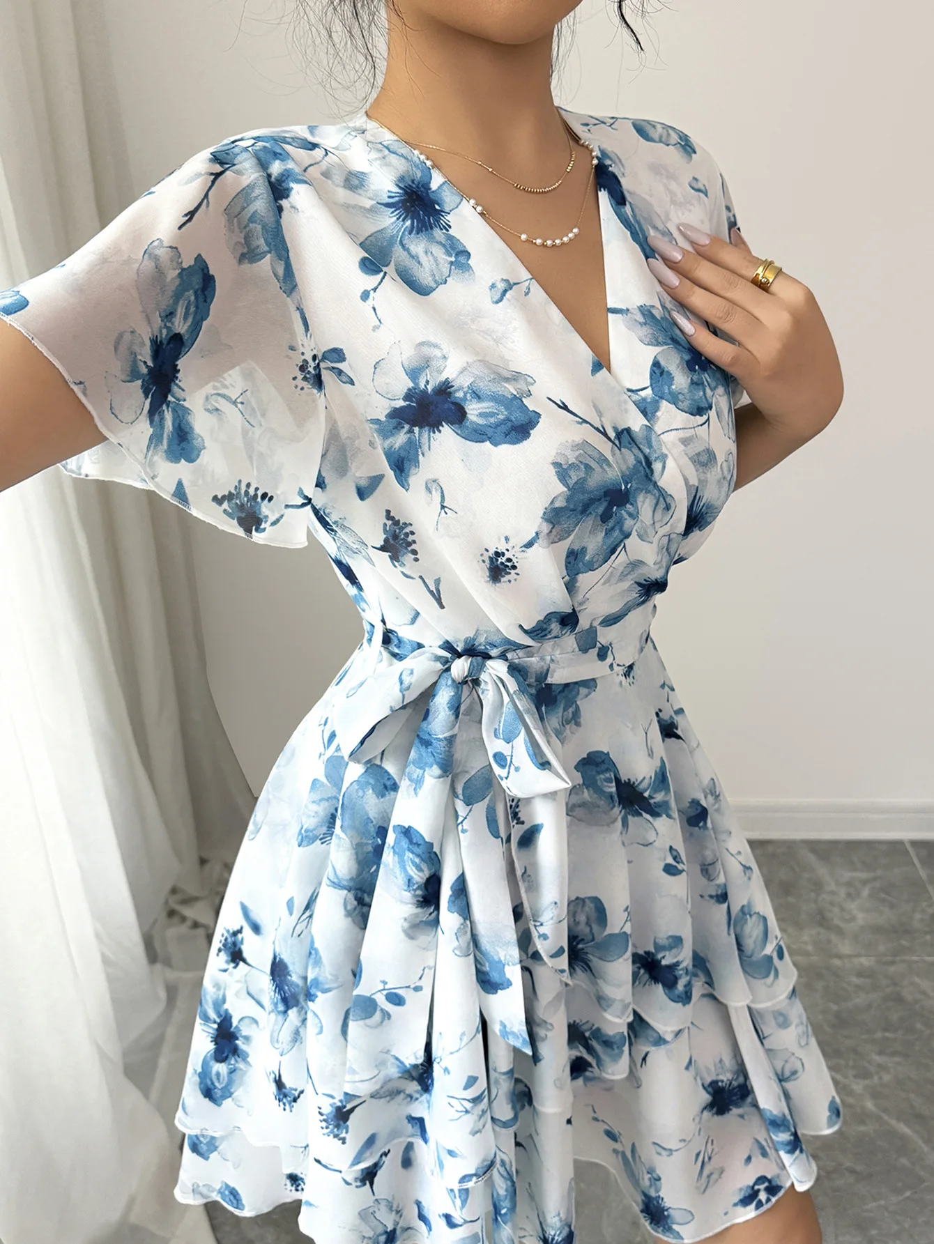 

Women's Dress Summer Leisure Vacation Printed Short Sleeved Cake Skirt Half Skirt Dress Retro Printed Casual Elegant Dress