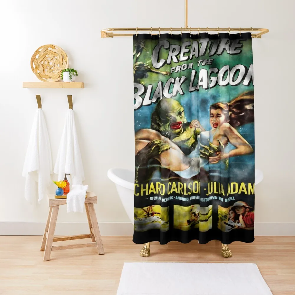 

Creature From The Black Lagoon - Dark Version. Shower Curtain Curtains For Bathrooms Bathroom Shower Curtain