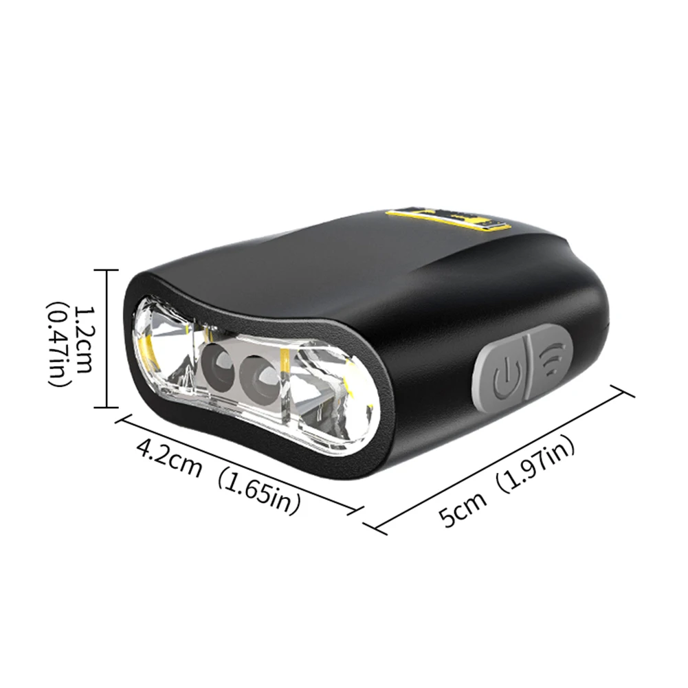 IPX4 Waterproof LED Head Torch 2 Lighting Modes Motion Sensor Smart Head Flashlight Ultra Bright Mini Cap Clip Lights for Hiking