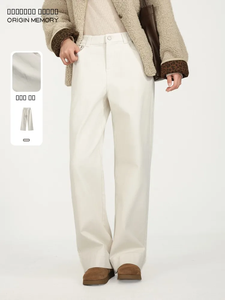 

High Waist Slim Fit Fleece Lined Jeans Straight Leg Pants Winter New Arrival Casual Style Women's Premium Denim Trousers