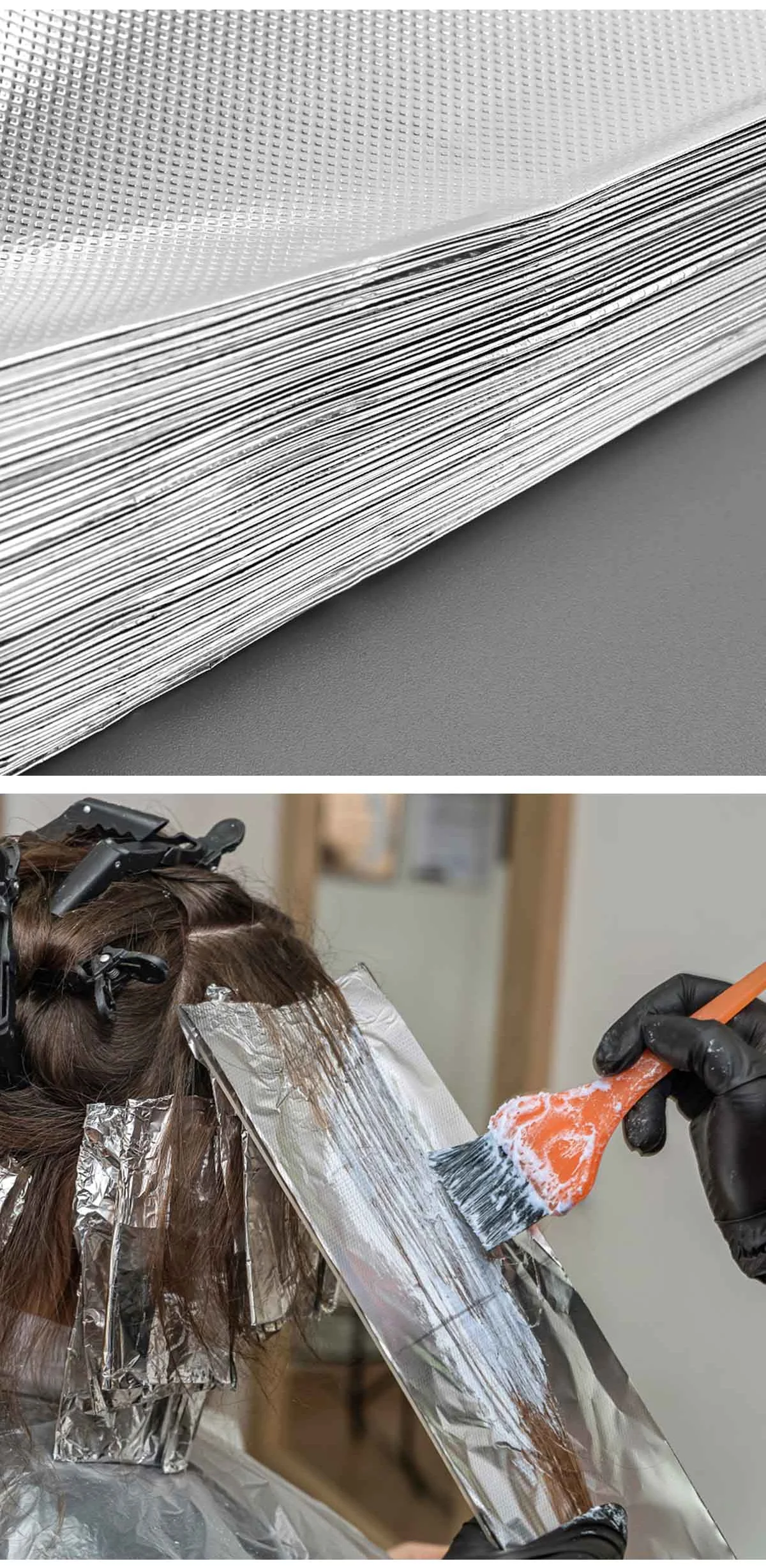 200 Stück Haarfärbung Aluminiumfolie 12 cm x 14 cm Zinn Aluminiumfolie Blätter Friseur Dauerwelle Folie für Salon Barber Shop – Detail 8