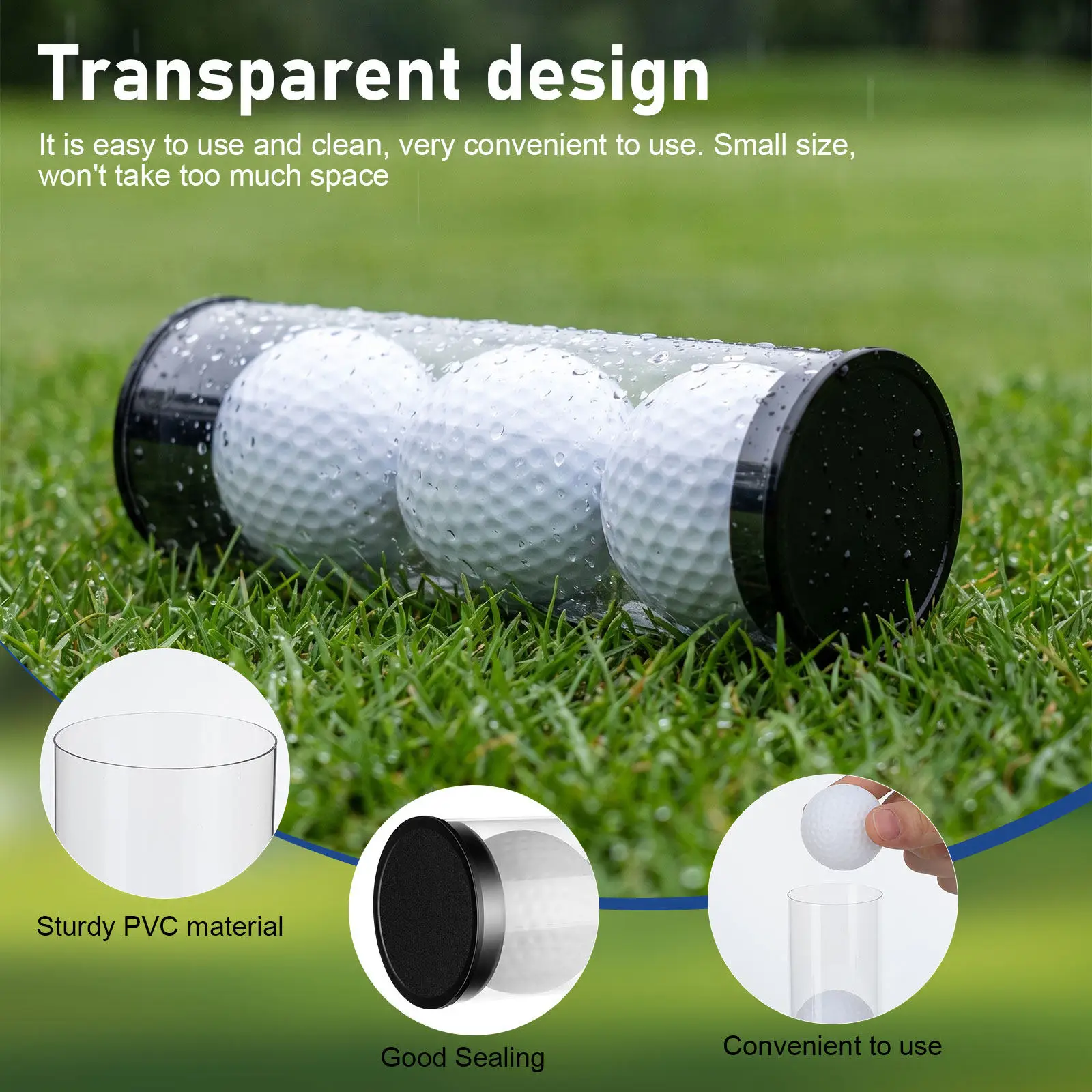 4Pcs Clear Golf Ball Display Tube Set Transparent PVC Golf Storage Box for Home Office Store Showcase Space Saving Ball