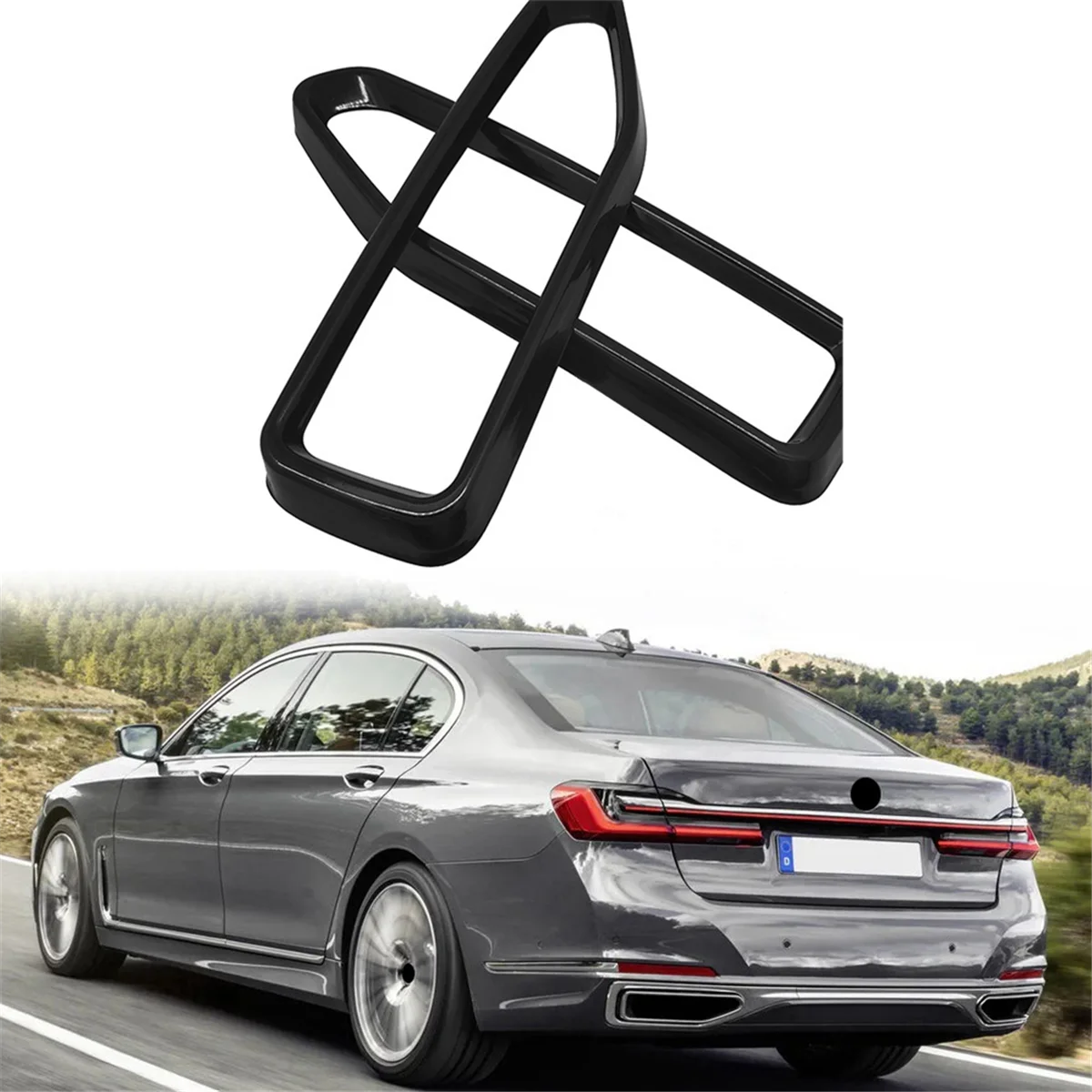 

Car Single Hole Tailpipe Frame Decor Accessories Exhaust Muffler Decorative Frame for BMW 7 Series G11 G12 2019-2021