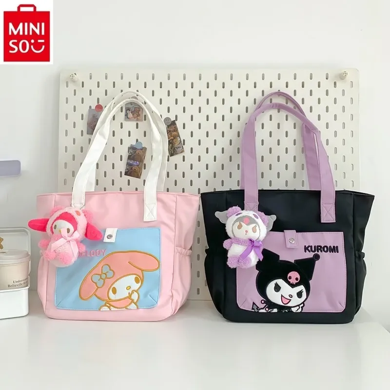 

MINISO 2024 New Cute Cartoon Hello Kitty High Quality Canvas Large Capacity Handbag Student Fresh Sweet Versatile Shoulder Bag