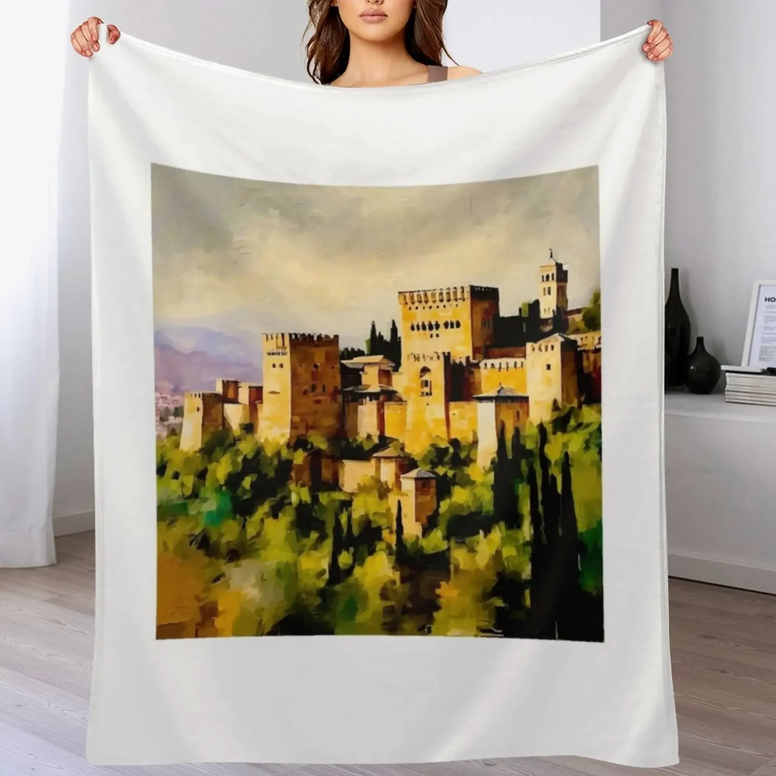

Alhambra fortress Throw Blanket Shaggy Furry Soft Blanket for Bedroom Living Room