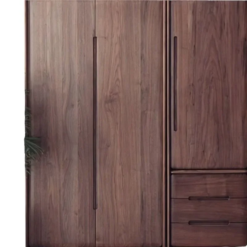 for Pure North American Black Walnut Wardrobe Nordic Full Solid Wood Bedroom Modern Simple Log Cabinet Cherry Wood